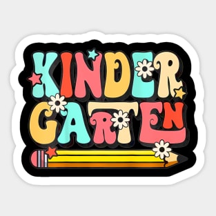 Groovy Hello Kindergarten Vibes Teacher Back To School Sticker